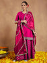 Janasya Women's Pink Silk Blend Embellished Straight Kurta With Sharara & Dupatta Set
